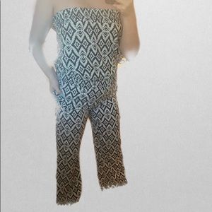INC Strapless Black & White Jumpsuit